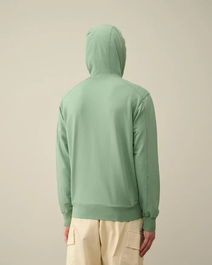 Man Light Fleece Zipped Hoodie Green Bay CP Company Sweatshirts