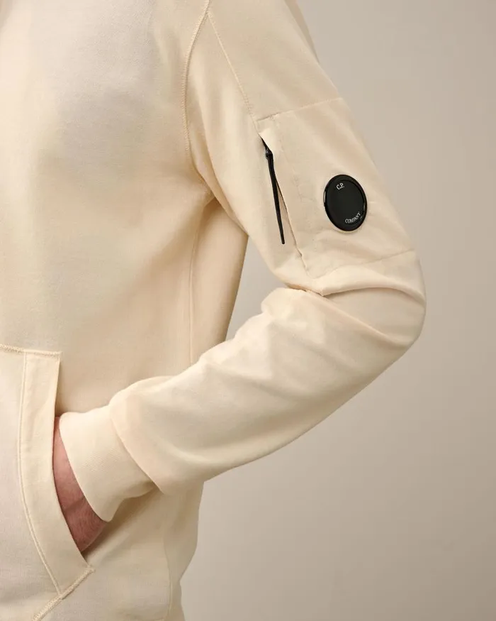 Man Light Fleece Zipped Hoodie Pistachio Shell 8211 Beige CP Company Sweatshirts
