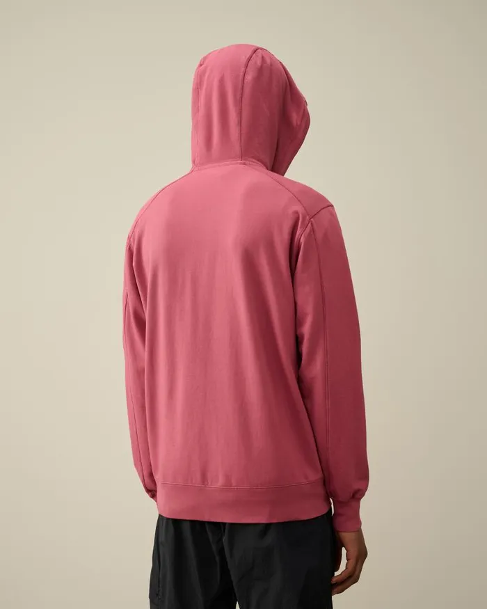 Man Light Fleece Zipped Hoodie Red Bud CP Company Sweatshirts