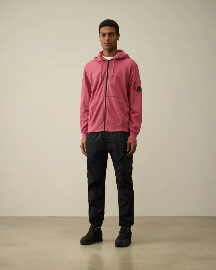 Man Light Fleece Zipped Hoodie Red Bud CP Company Sweatshirts