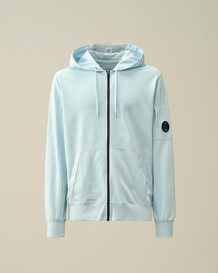Man Light Fleece Zipped Hoodie Starlight Blue CP Company Sweatshirts