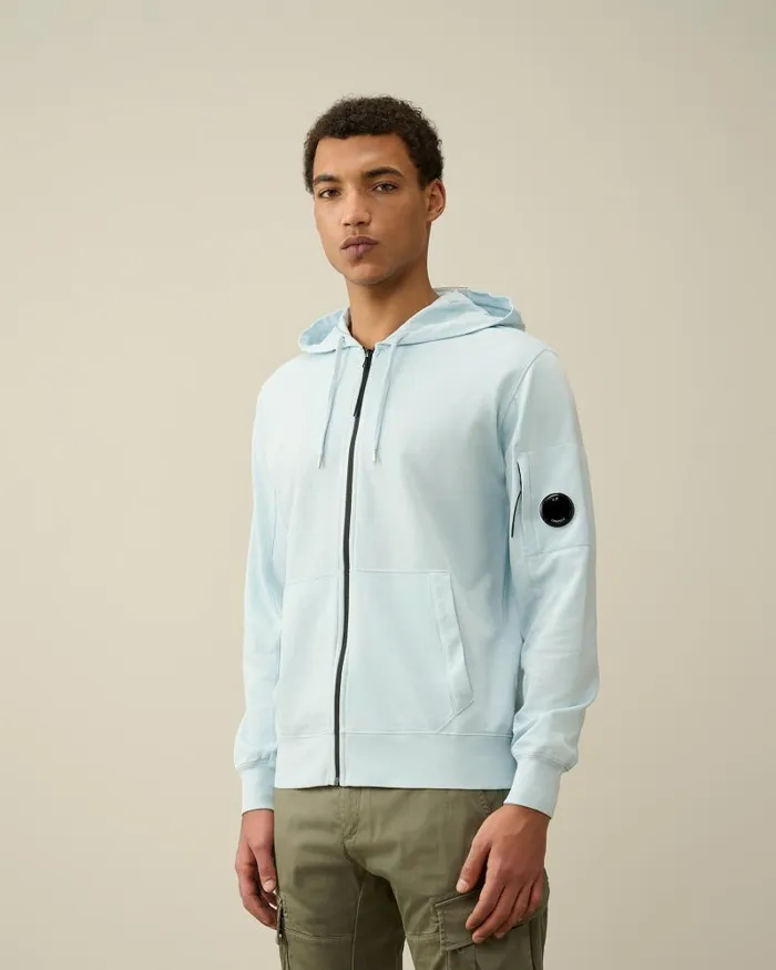 Man Light Fleece Zipped Hoodie Starlight Blue CP Company Sweatshirts