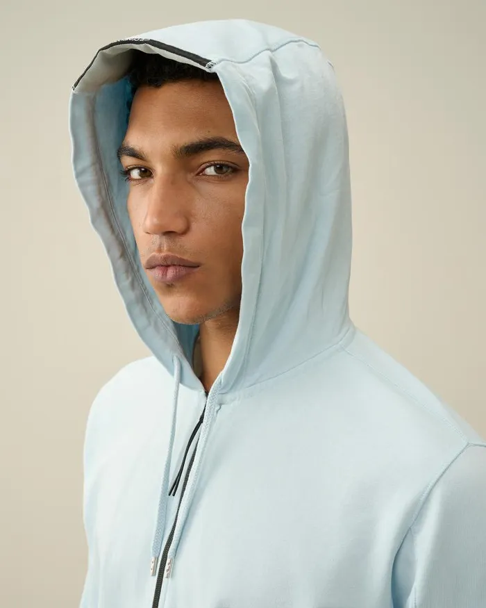 Man Light Fleece Zipped Hoodie Starlight Blue CP Company Sweatshirts