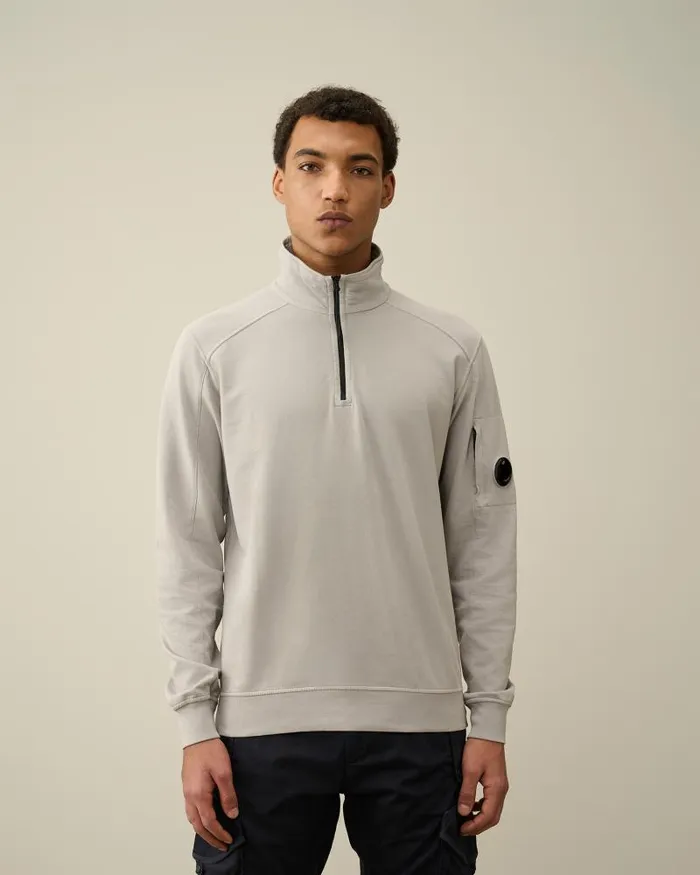Man Light Fleece Zipped Sweatshirt Drizzle Grey CP Company Sweatshirts