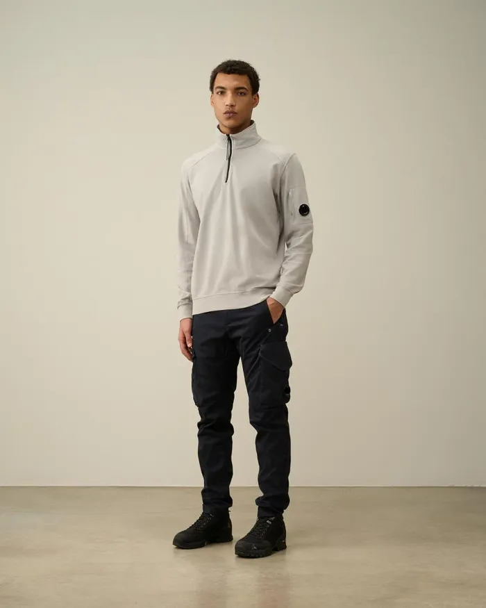 Man Light Fleece Zipped Sweatshirt Drizzle Grey CP Company Sweatshirts