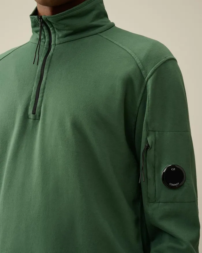 Man Light Fleece Zipped Sweatshirt Duck Green CP Company Sweatshirts