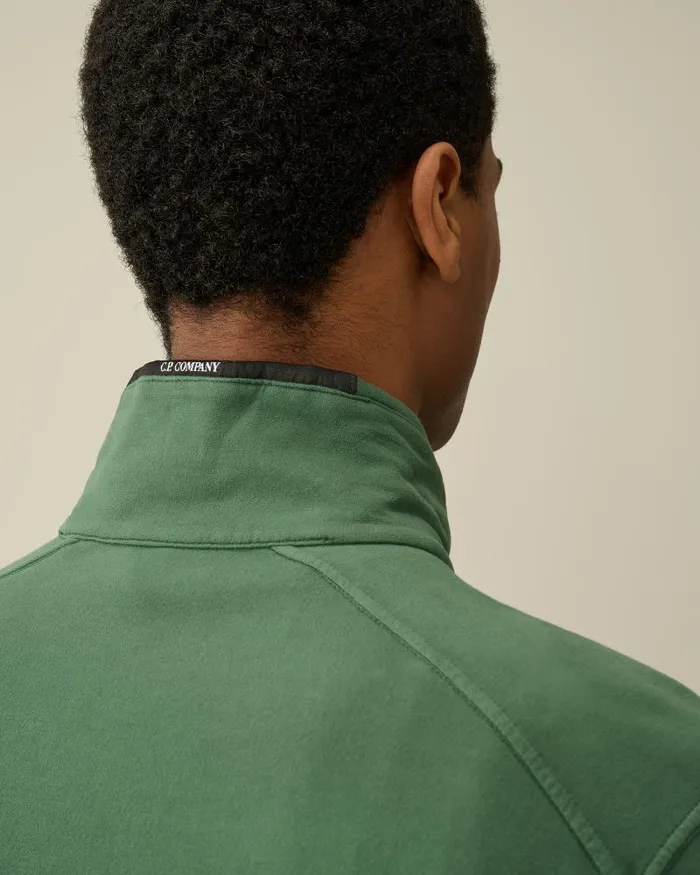 Man Light Fleece Zipped Sweatshirt Duck Green CP Company Sweatshirts
