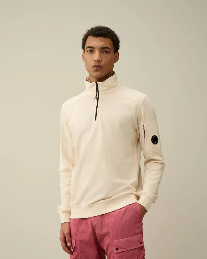 Man Light Fleece Zipped Sweatshirt Pistachio Shell 8211 Beige CP Company Sweatshirts