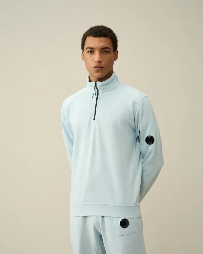Man Light Fleece Zipped Sweatshirt Starlight Blue CP Company Sweatshirts