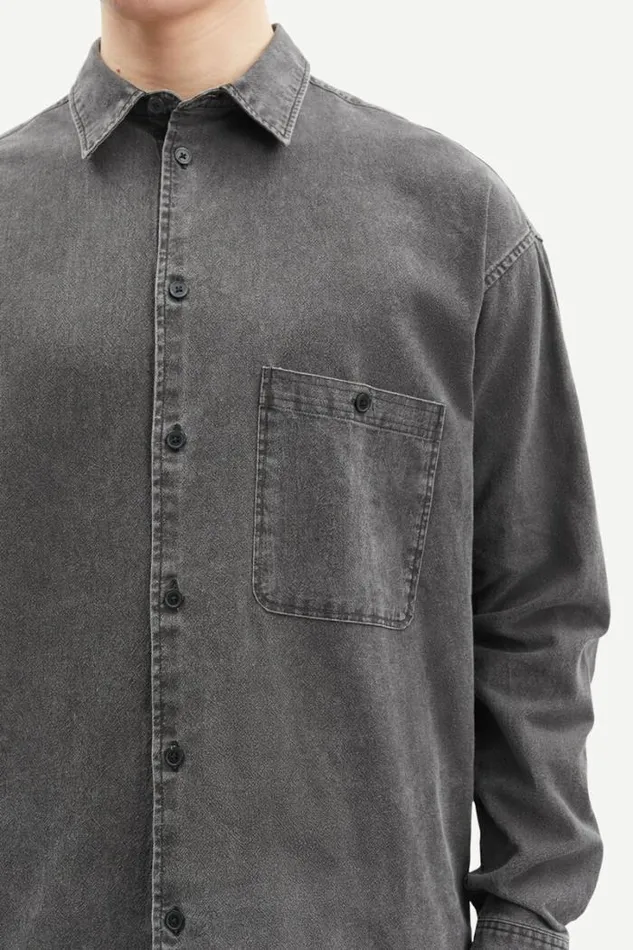Man Luan G Shirt 14917 Washed Black Samse Samse Shirts
