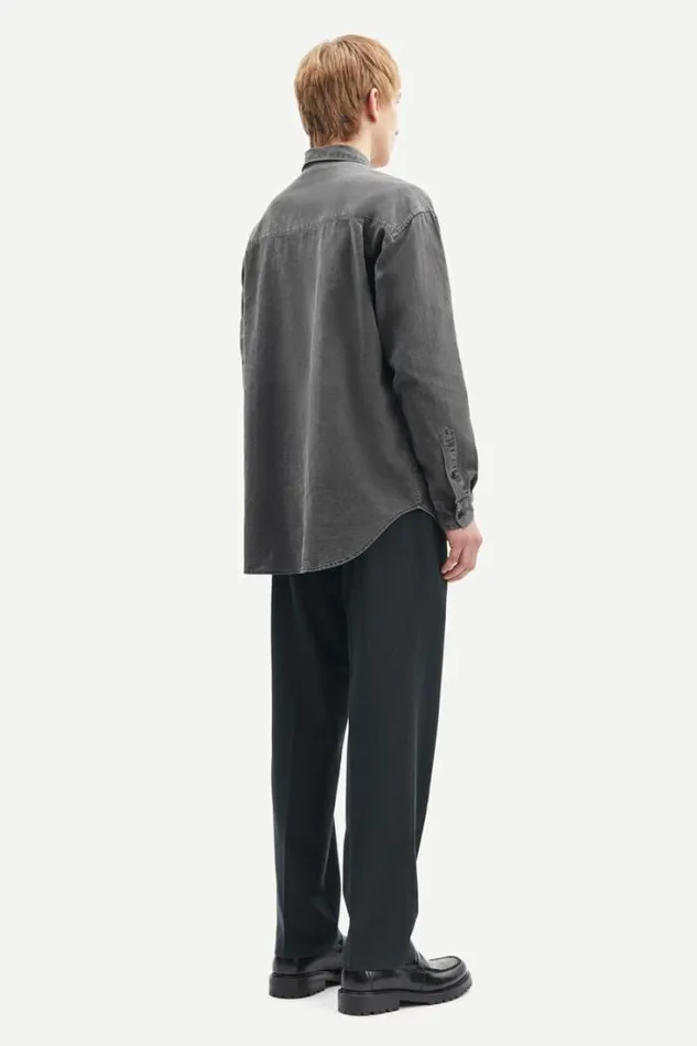 Man Luan G Shirt 14917 Washed Black Samse Samse Shirts
