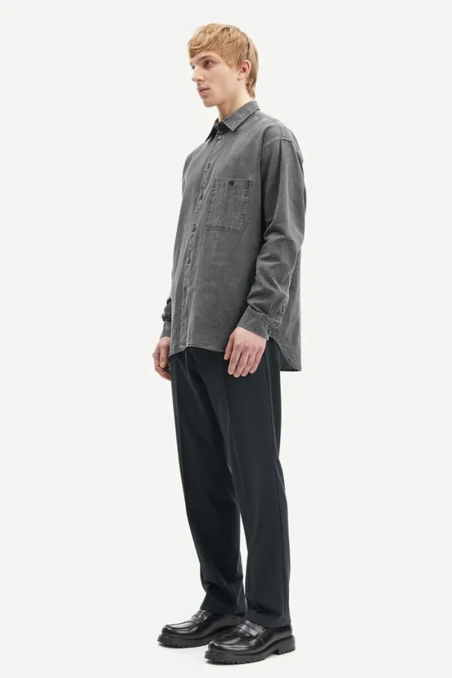 Man Luan G Shirt 14917 Washed Black Samse Samse Shirts