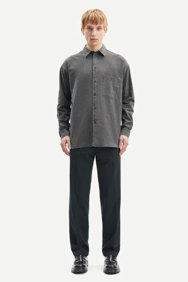 Man Luan G Shirt 14917 Washed Black Samse Samse Shirts
