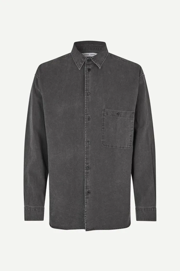 Man Luan G Shirt 14917 Washed Black Samse Samse Shirts