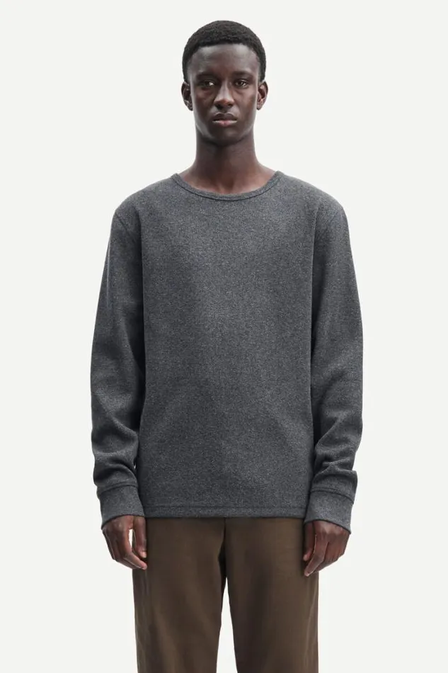 Man Malthe Tshirt Ls 14863 Black Mel Samse Samse Tshirts and Polos