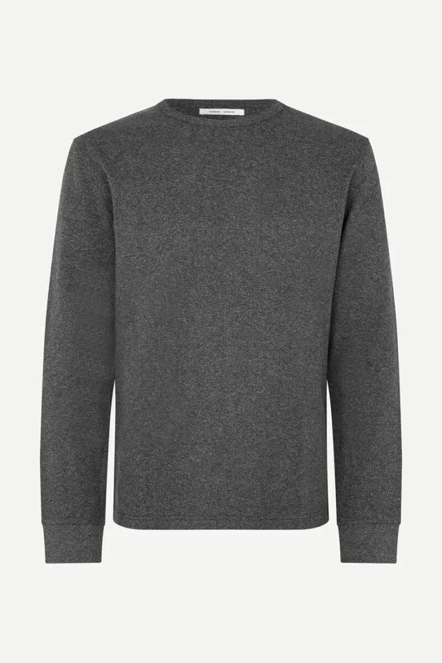Man Malthe Tshirt Ls 14863 Black Mel Samse Samse Tshirts and Polos
