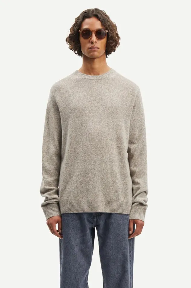 Man Nobis Crew Neck 6304 Fallen Rock Mel Samse Samse Knitwear
