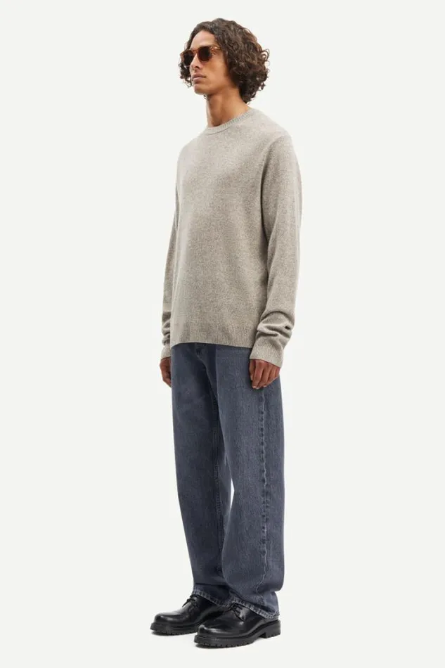Man Nobis Crew Neck 6304 Fallen Rock Mel Samse Samse Knitwear