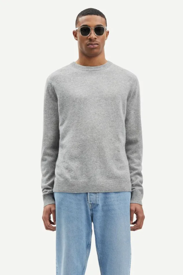 Man Nobis Crew Neck 6304 Grey Mel Samse Samse Knitwear