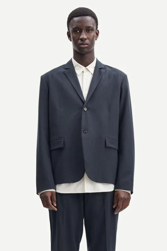 Man Nork Blazer 14931 Grey Pinstripe Samse Samse Jackets and Coats