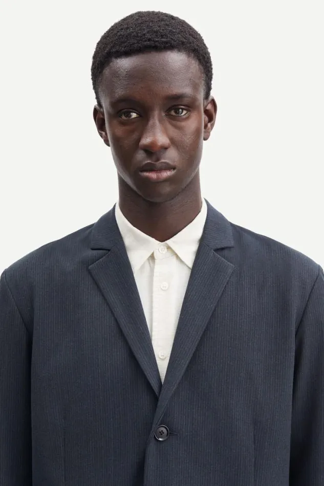 Man Nork Blazer 14931 Grey Pinstripe Samse Samse Jackets and Coats