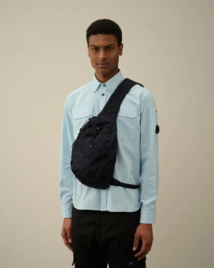 Man Nylon B Crossbody Rucksack Total Eclipse 8211 Blue CP Company Backpacks and Waistbag