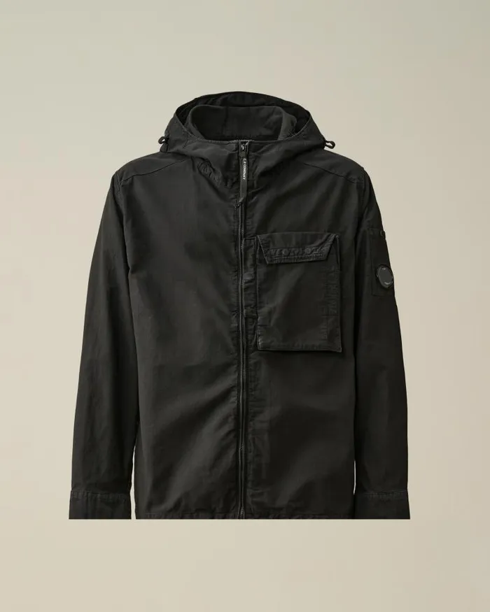 Man Ottoman Hooded Shirt Black CP Company Shirt