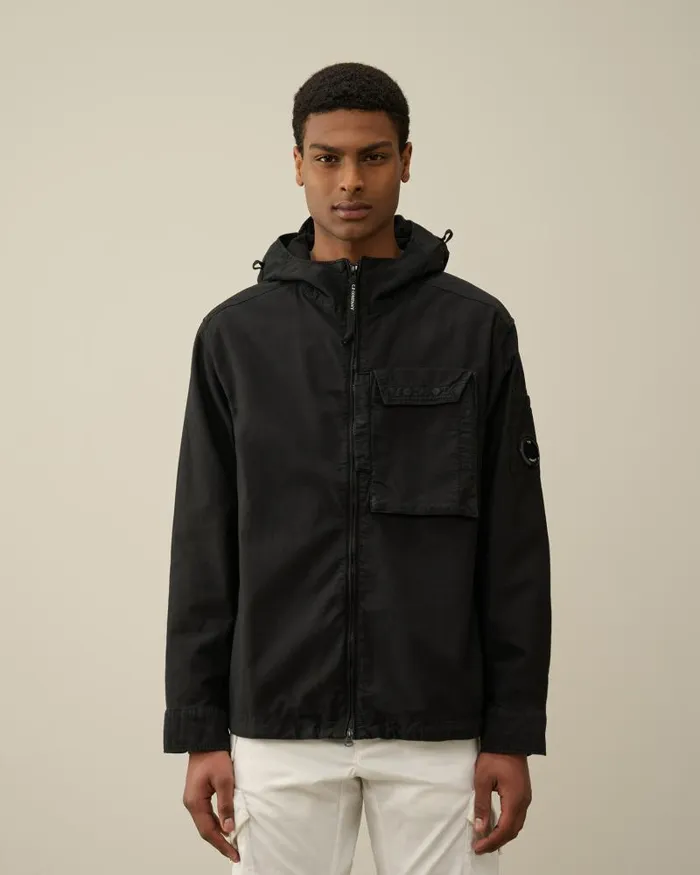 Man Ottoman Hooded Shirt Black CP Company Shirt