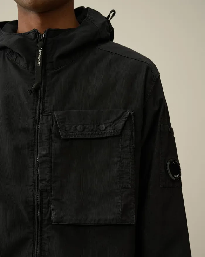 Man Ottoman Hooded Shirt Black CP Company Shirt