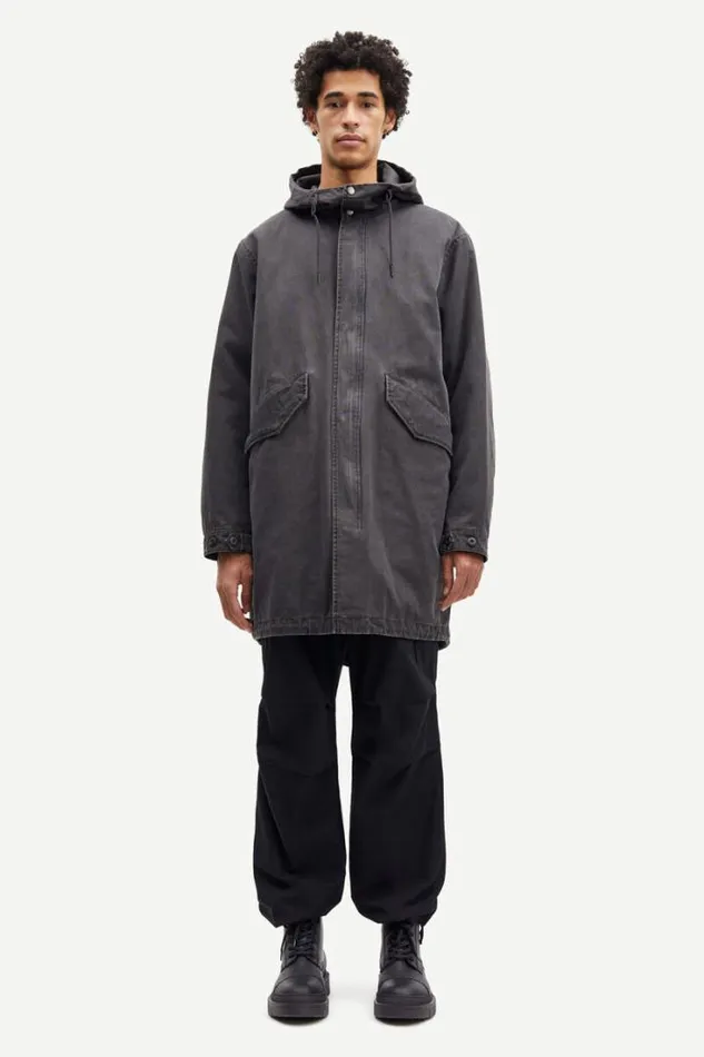 Man Paw Parka Coat 14935 Black Samse Samse Jackets and Coats
