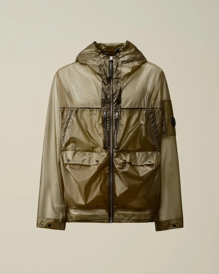 Man PiUM Hooded Jacket Ivy Green CP Company Jacket and Coats