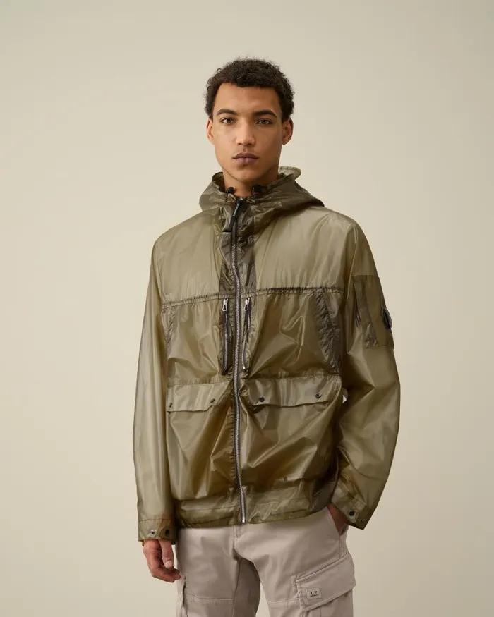 Man PiUM Hooded Jacket Ivy Green CP Company Jacket and Coats
