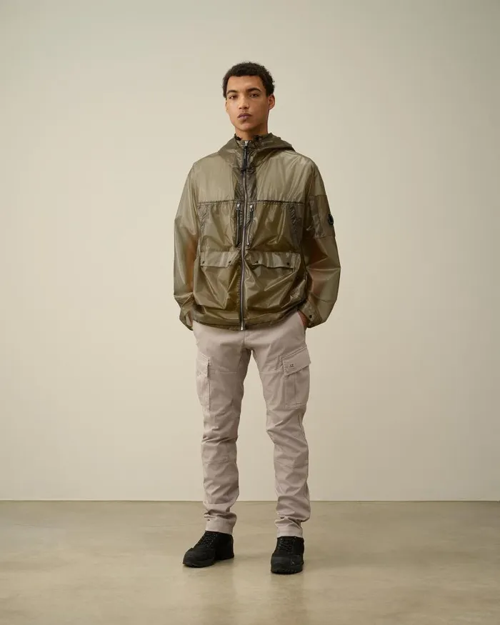 Man PiUM Hooded Jacket Ivy Green CP Company Jacket and Coats
