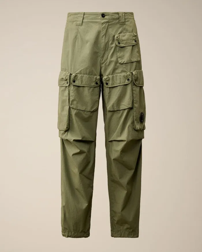 Man RipStop Loose Utility Cargo Pants Agave Green CP Company Trousers
