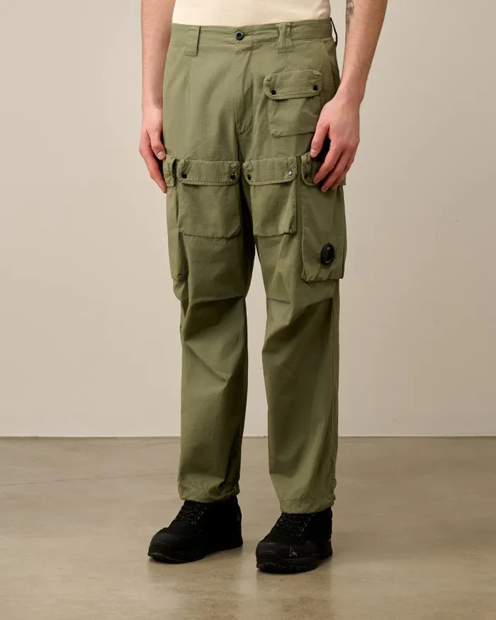 Man RipStop Loose Utility Cargo Pants Agave Green CP Company Trousers