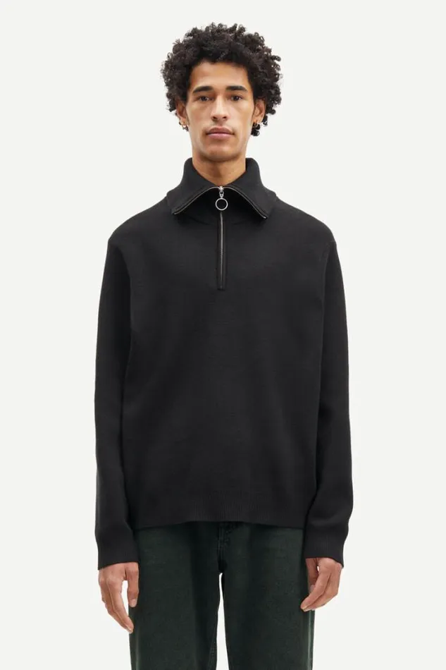 Man Ryder Half Zip 10490 Black Samse Samse Knitwear