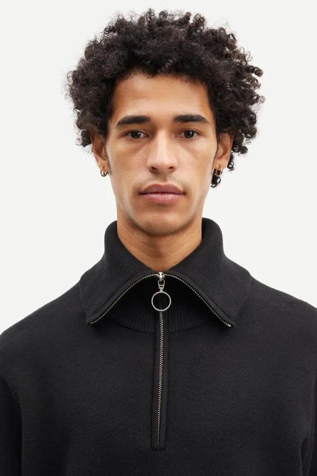 Man Ryder Half Zip 10490 Black Samse Samse Knitwear