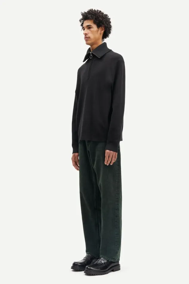 Man Ryder Half Zip 10490 Black Samse Samse Knitwear