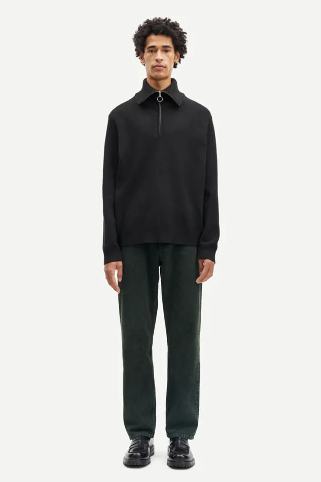 Man Ryder Half Zip 10490 Black Samse Samse Knitwear