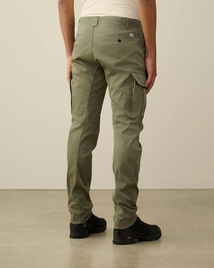 Man Stretch Sateen Ergonomic Lens Cargo Pants Agave Green CP Company Trousers