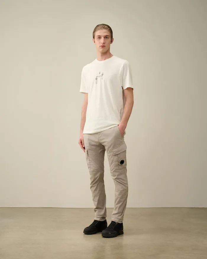Man Stretch Sateen Ergonomic Lens Cargo Pants Drizzle Grey CP Company Trousers