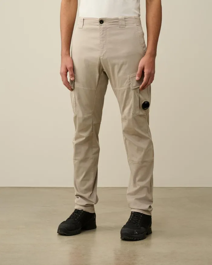 Man Stretch Sateen Ergonomic Lens Cargo Pants Goat 8211 Grey CP Company Trousers