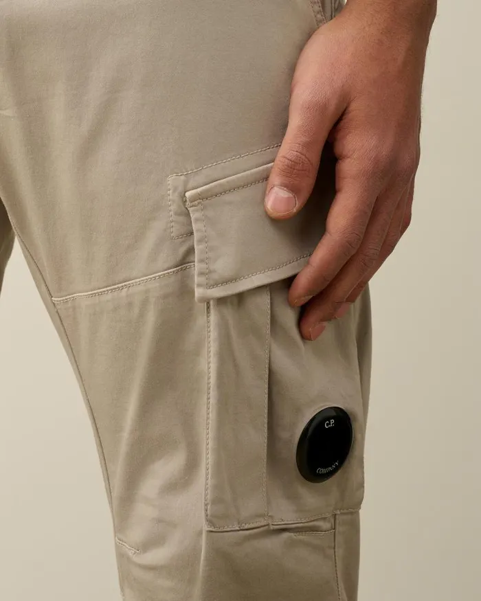 Man Stretch Sateen Ergonomic Lens Cargo Pants Goat 8211 Grey CP Company Trousers