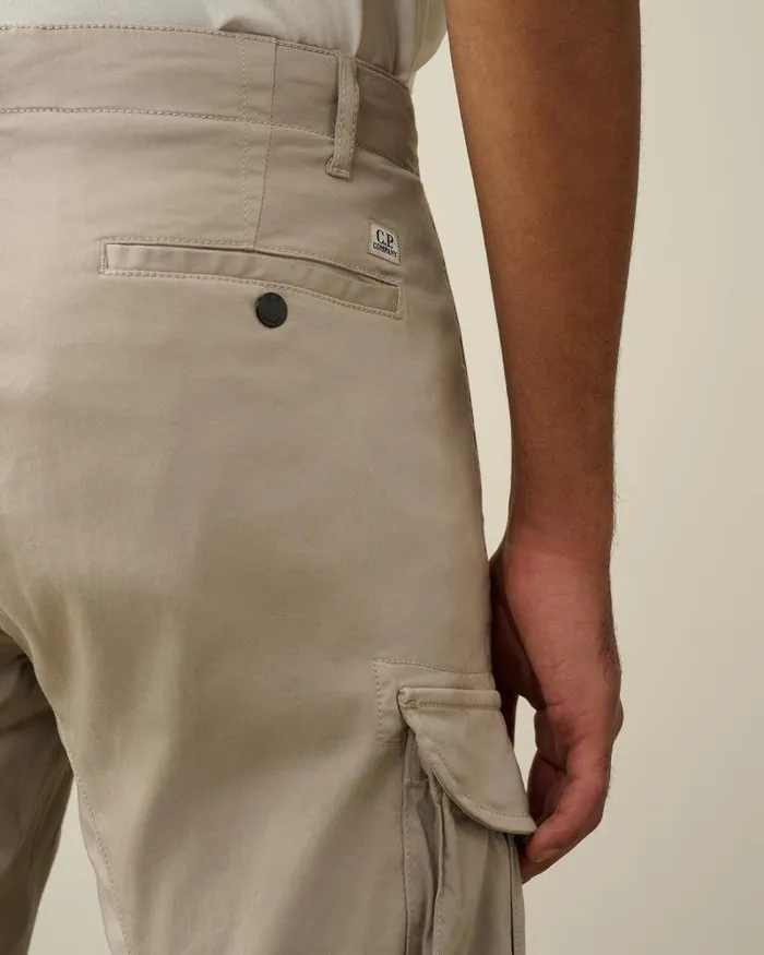 Man Stretch Sateen Ergonomic Lens Cargo Pants Goat 8211 Grey CP Company Trousers