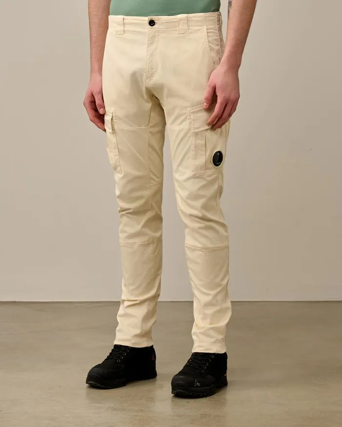 Man Stretch Sateen Ergonomic Lens Cargo Pants Pistachio Shell 8211 Beige CP Company Trousers