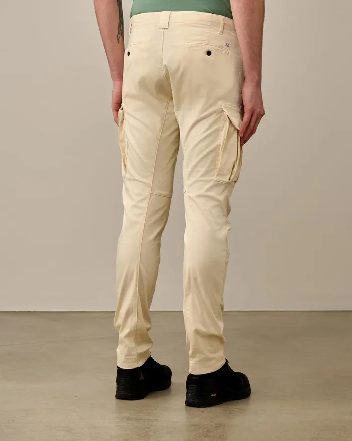Man Stretch Sateen Ergonomic Lens Cargo Pants Pistachio Shell 8211 Beige CP Company Trousers