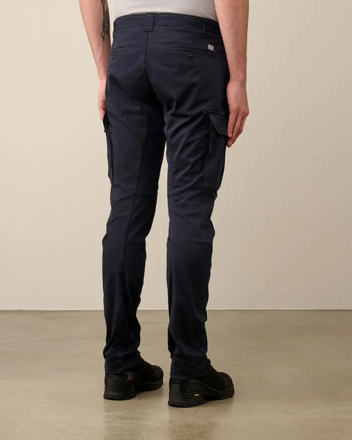 Man Stretch Sateen Ergonomic Lens Cargo Pants Total Eclipse 8211 Blue CP Company Trousers