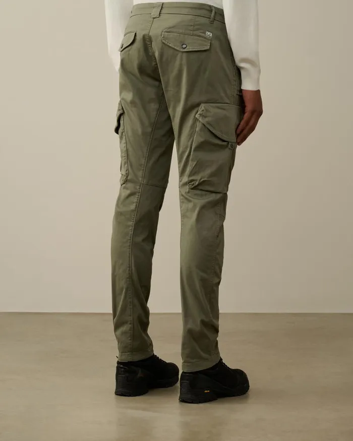Man Stretch Sateen Ergonomic Lens Utility Pants Agave Green CP Company Trousers