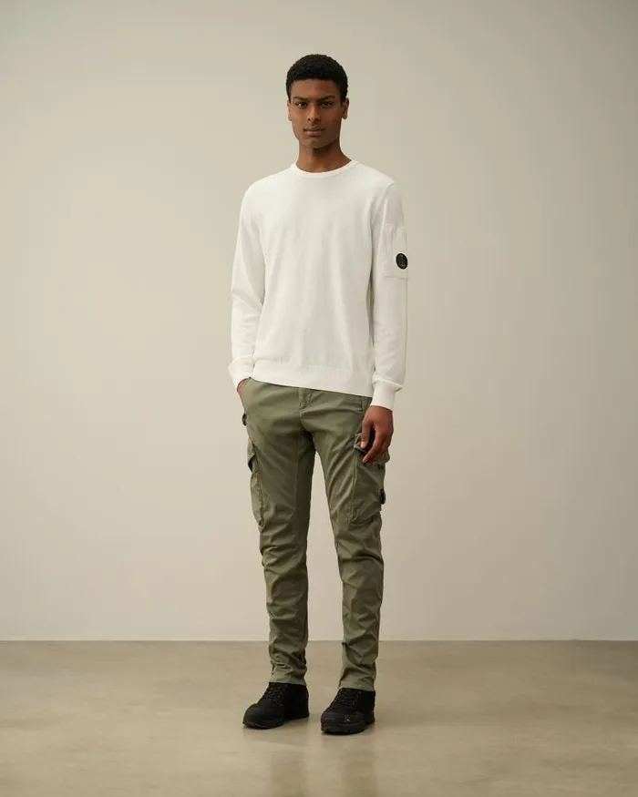 Man Stretch Sateen Ergonomic Lens Utility Pants Agave Green CP Company Trousers
