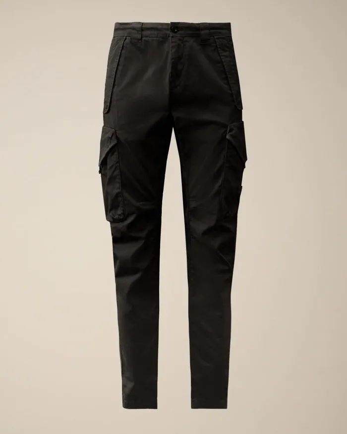 Man Stretch Sateen Ergonomic Lens Utility Pants Black CP Company Trousers